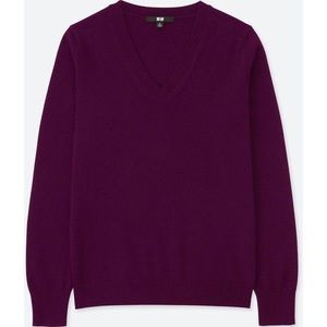 Uniqlo purple v neck wool sweater